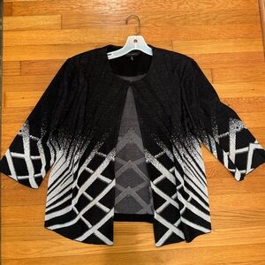 Ming Wang jacket - black and white/silver with some metallic thread, size XL